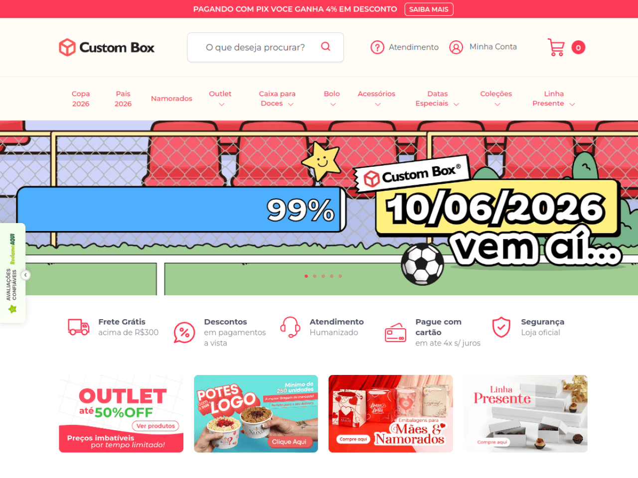 Home da loja virtual da Custom Box