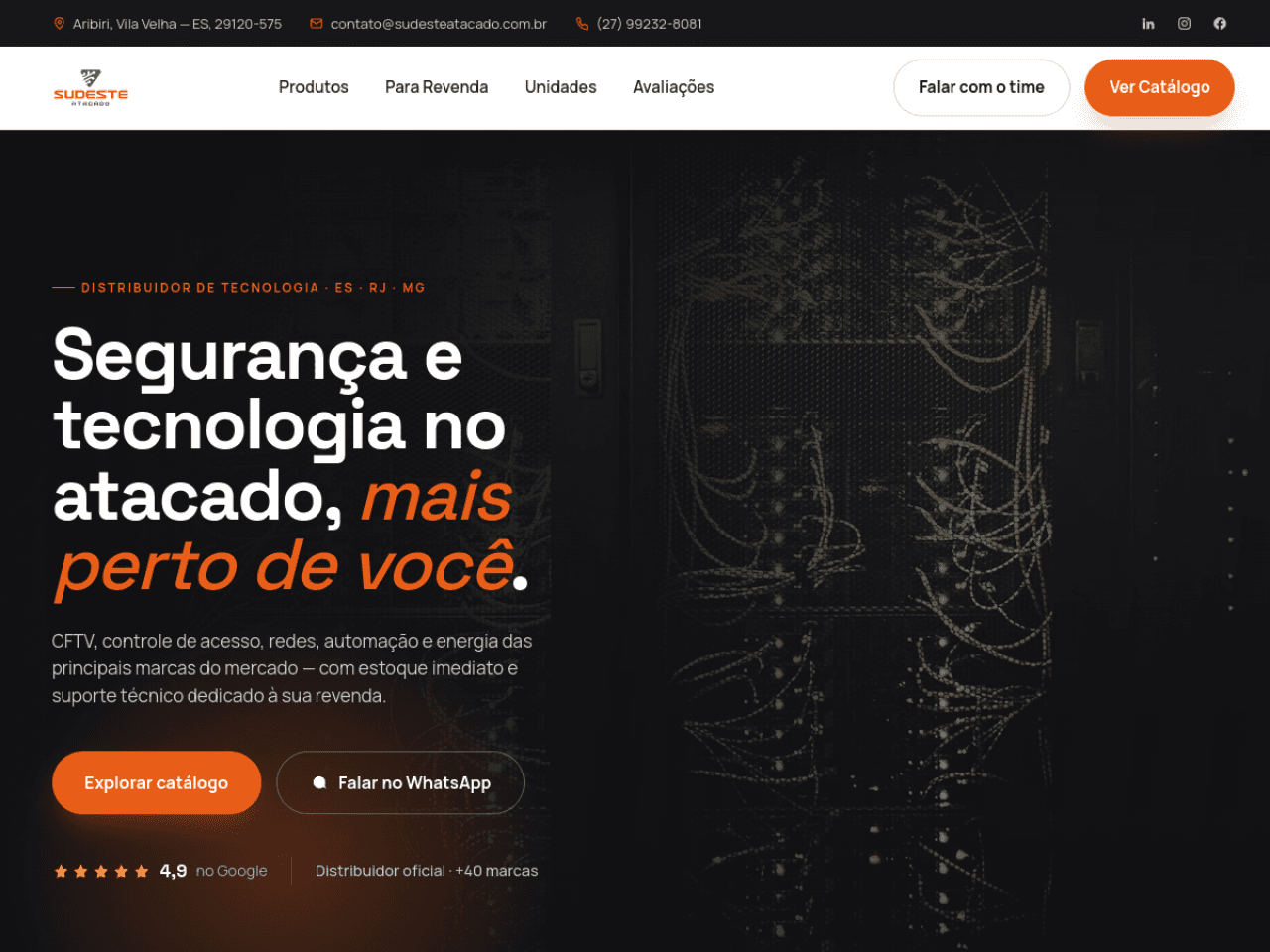 Home do site da Sudeste Atacado, distribuidor de tecnologia